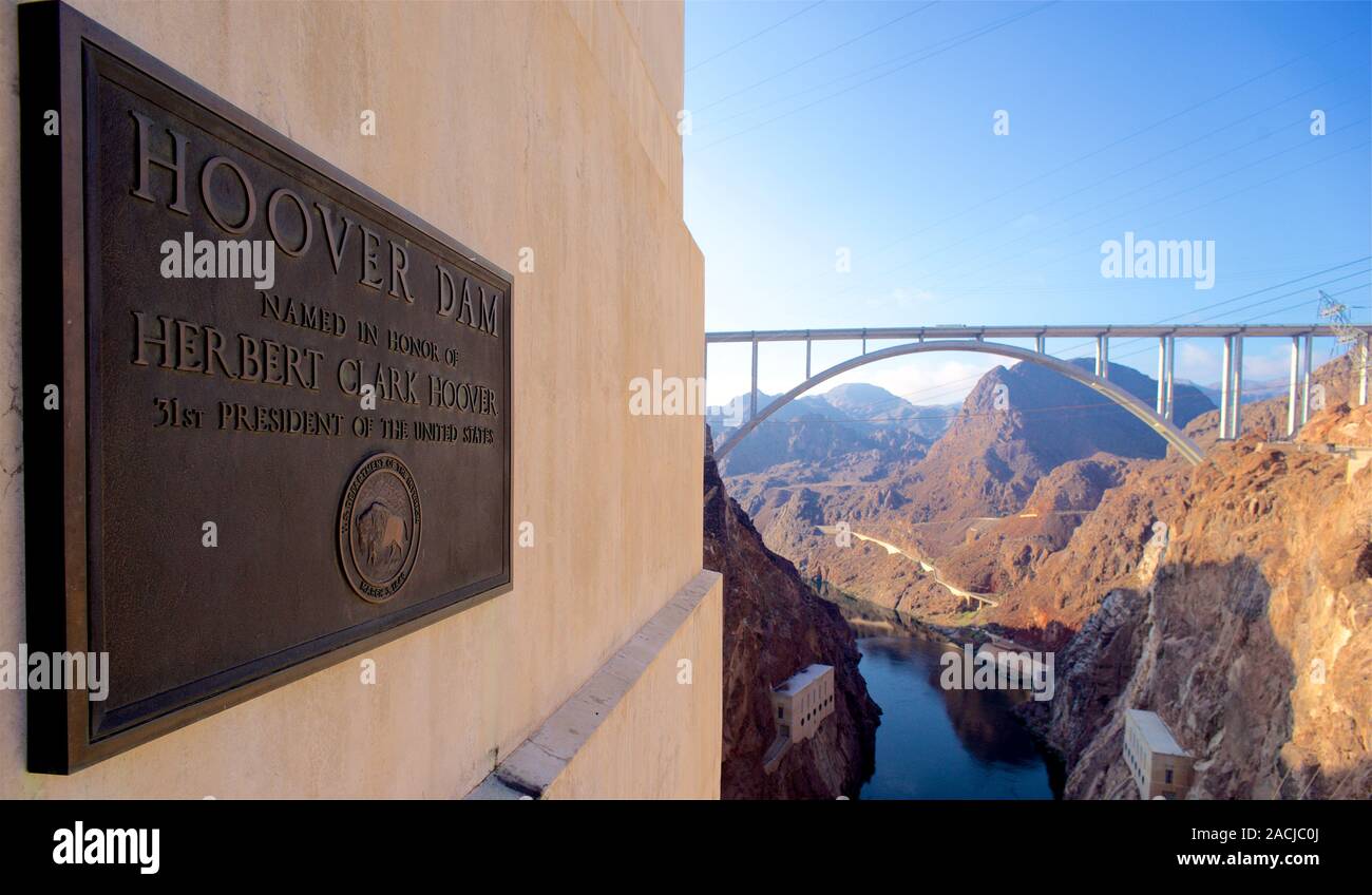 La diga di Hoover, Nevada, Arizona, Stati Uniti Foto Stock