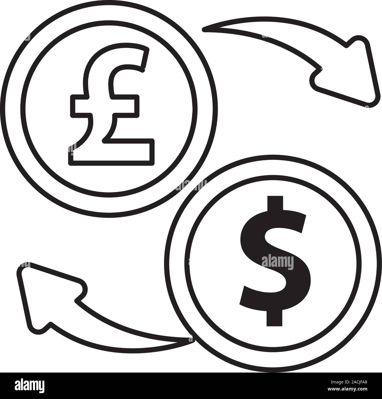 Dollaro e sterlina monete icone Illustrazione Vettoriale