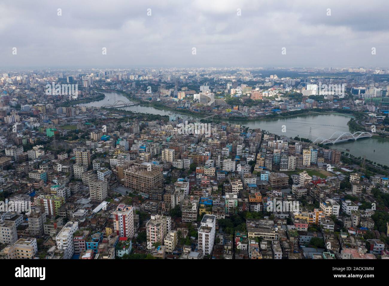 Vista aerea di Dacca, capitale del Bangladesh. Foto Stock