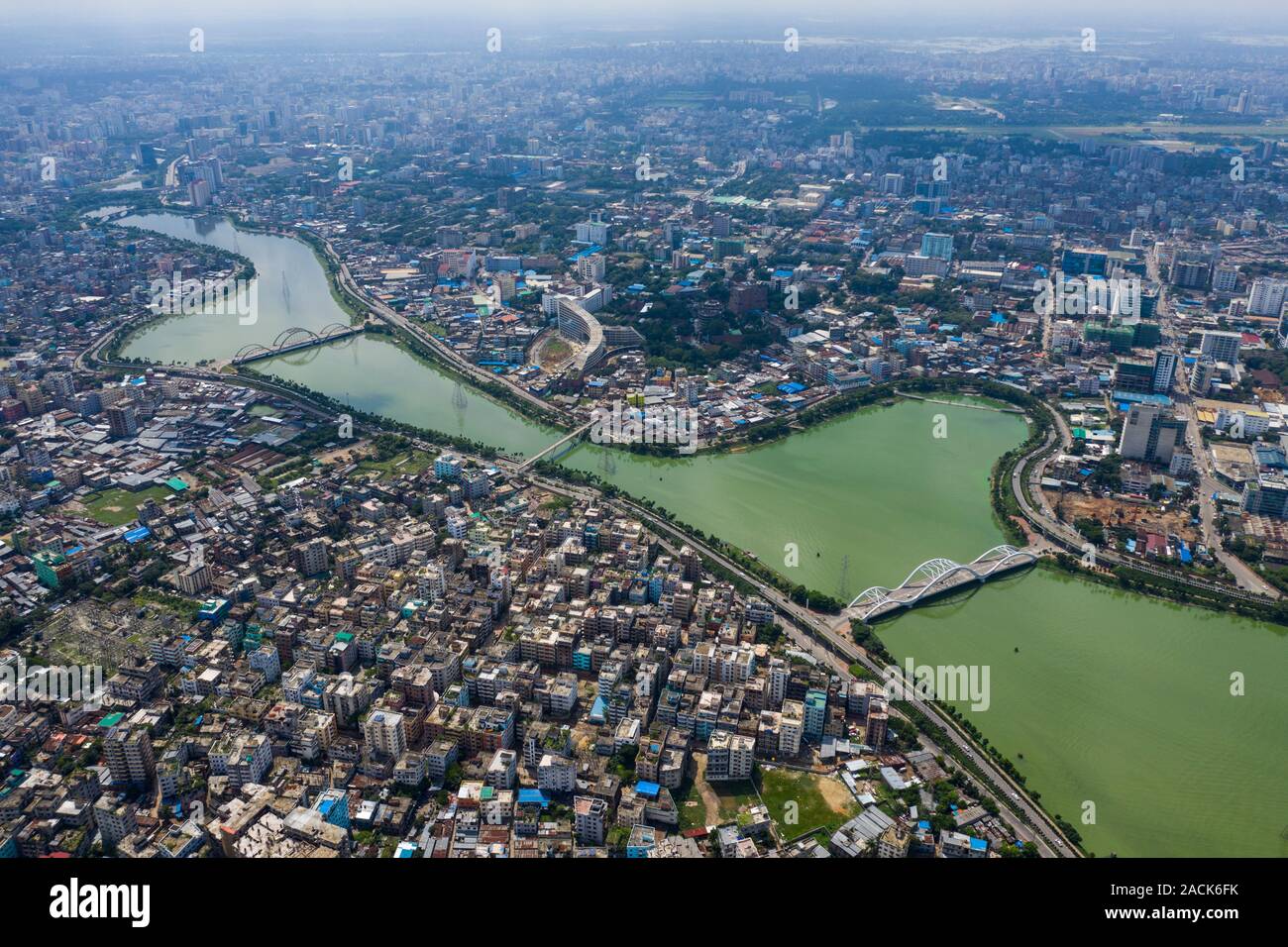 Vista aerea di Dacca, capitale del Bangladesh. Foto Stock