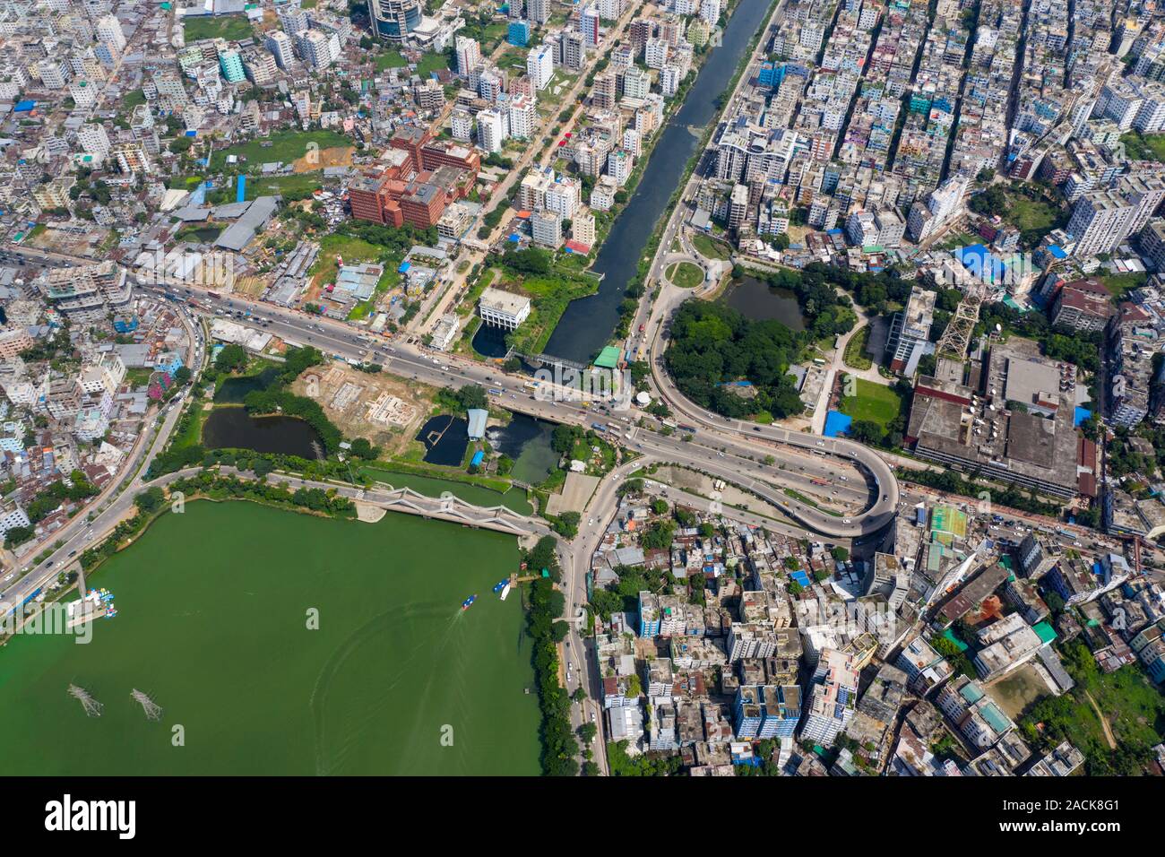Vista aerea di Dacca, capitale del Bangladesh. Foto Stock