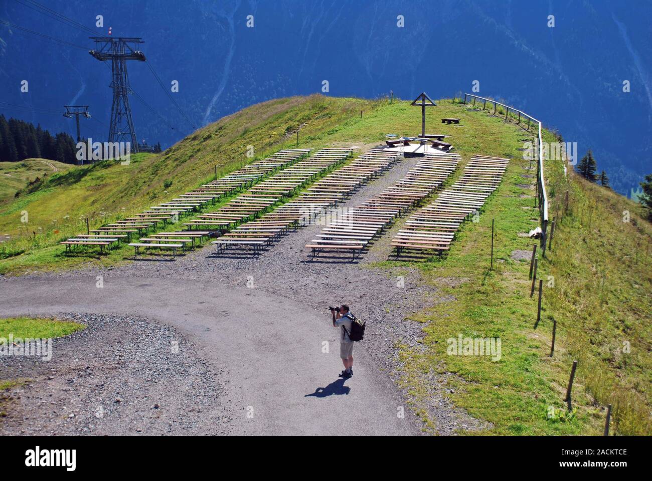 Luogo pubblico per una fiera di montagna a Fellhorn Foto Stock