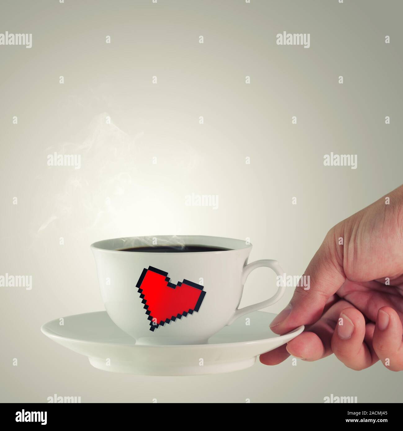 Tazza da caffè con suola di pixel Foto Stock