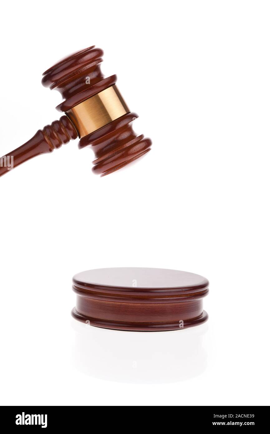 Giudice di martello. Martello di aste in tribunale. Foto Stock