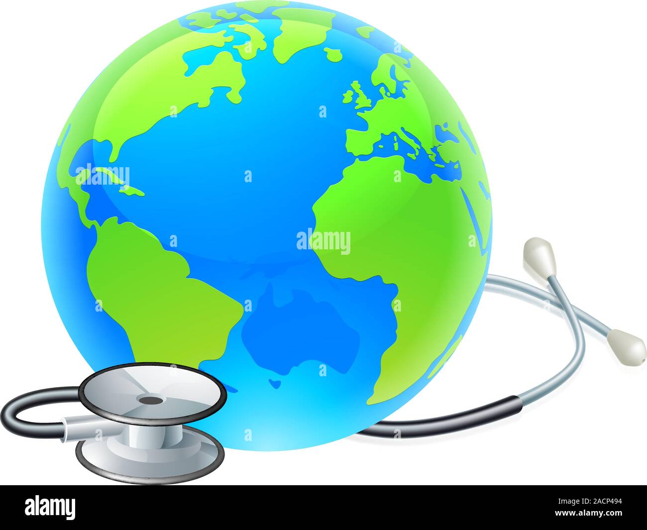 Globo Giornata Mondiale della Salute della terra il concetto di uno stetoscopio Illustrazione Vettoriale