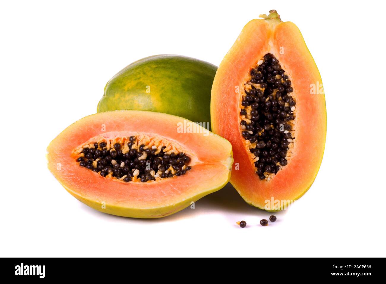 Papaya frutto su bianco Foto Stock
