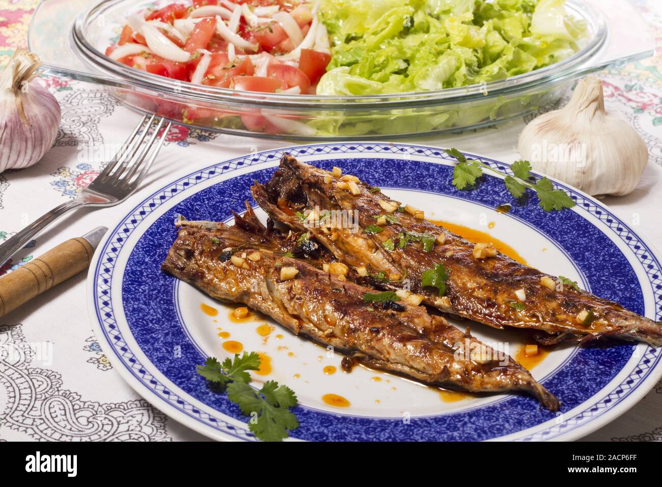 Wahoo grigliate di farina di pesce Foto Stock