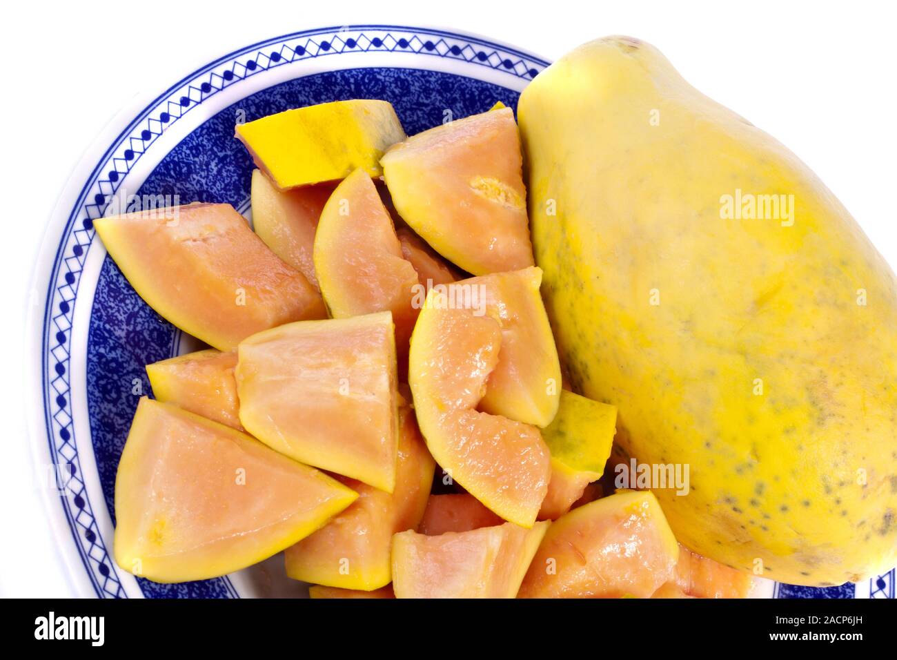 La papaia frutti tagliati a fette Foto Stock