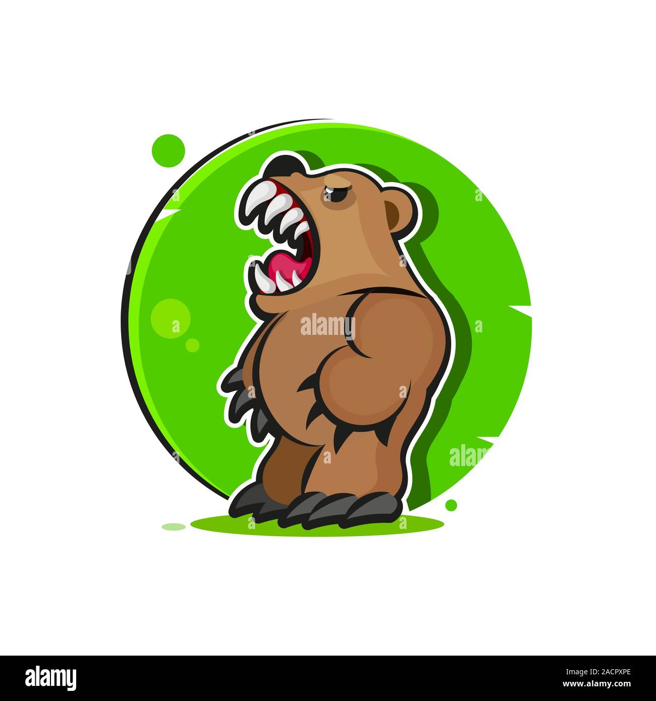 Grizzly mascotte, Team Logo Design, vettore di Orso Illustrazione Vettoriale