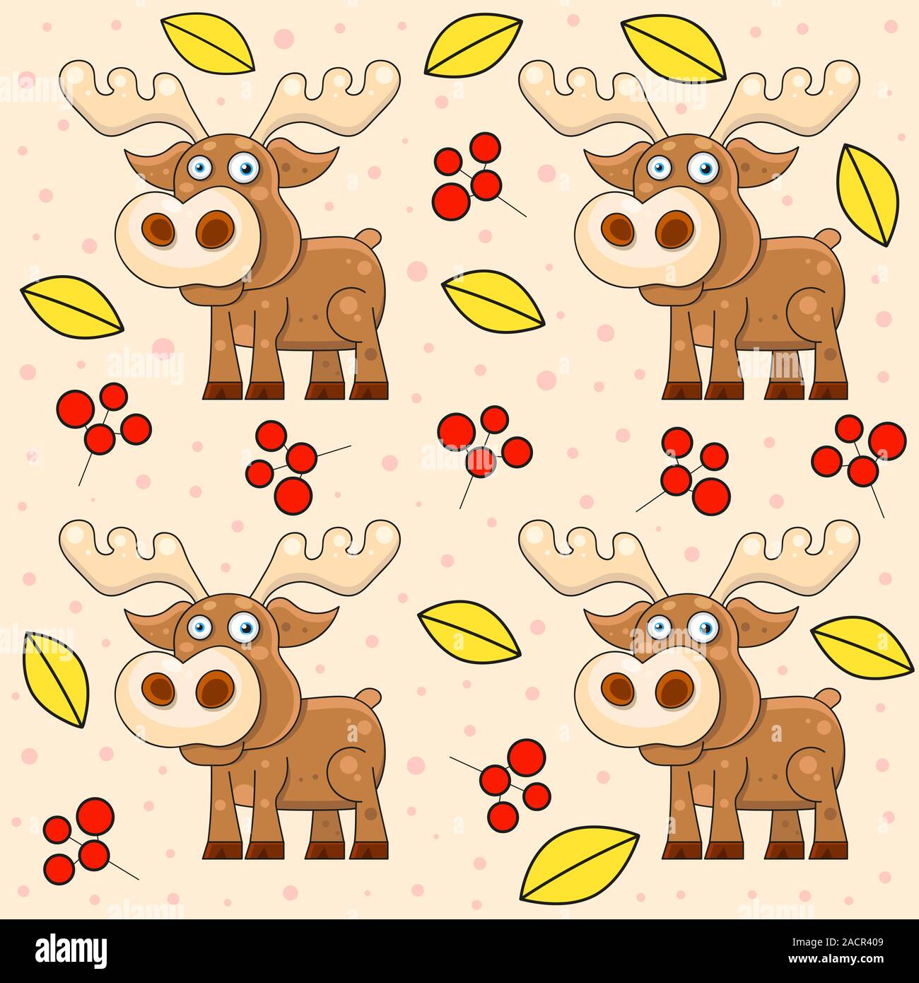 Autunno Seamless Pattern con simpatici animali Caprioli Illustrazione Vettoriale