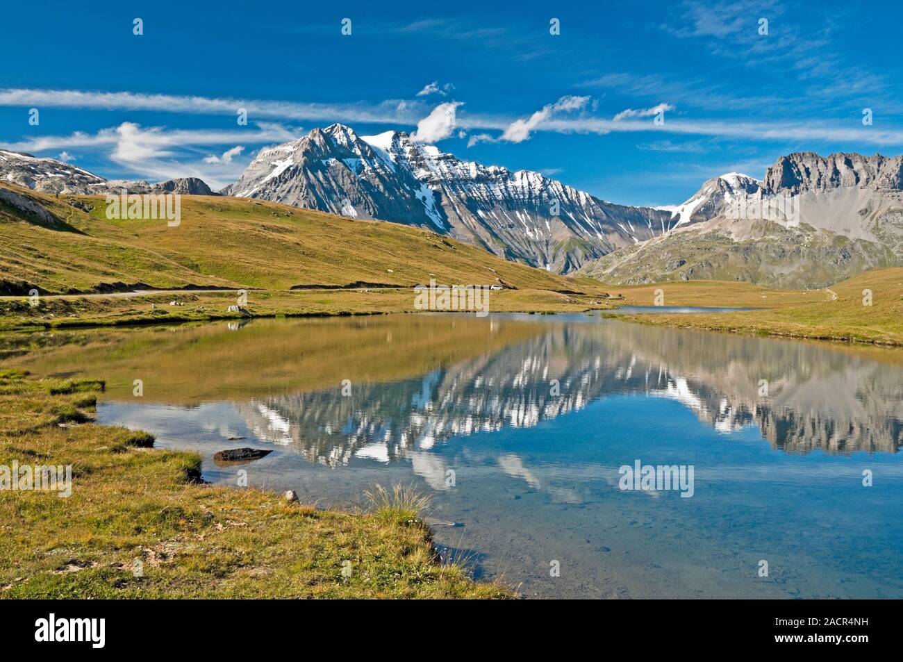 La Grande Casse mountain (3855m) e Plan du lac, il Parco Nazionale della Vanoise, Savoie (73), Auvergne-Rhone-Alpes regione, Francia Foto Stock
