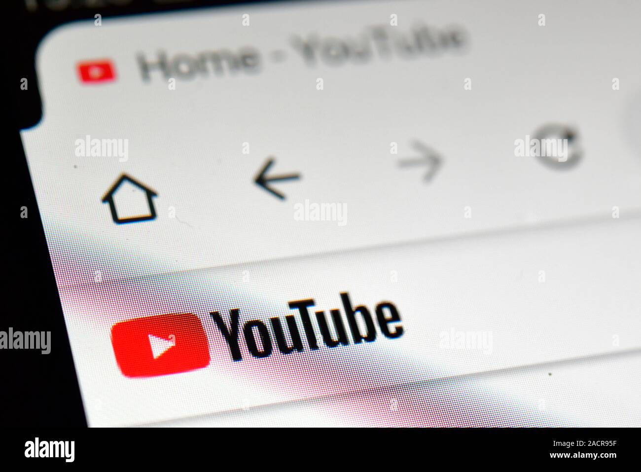 You tube browser web screenshot Foto Stock