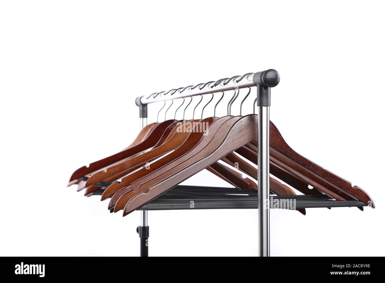 Legno di grucce per indumenti Foto Stock