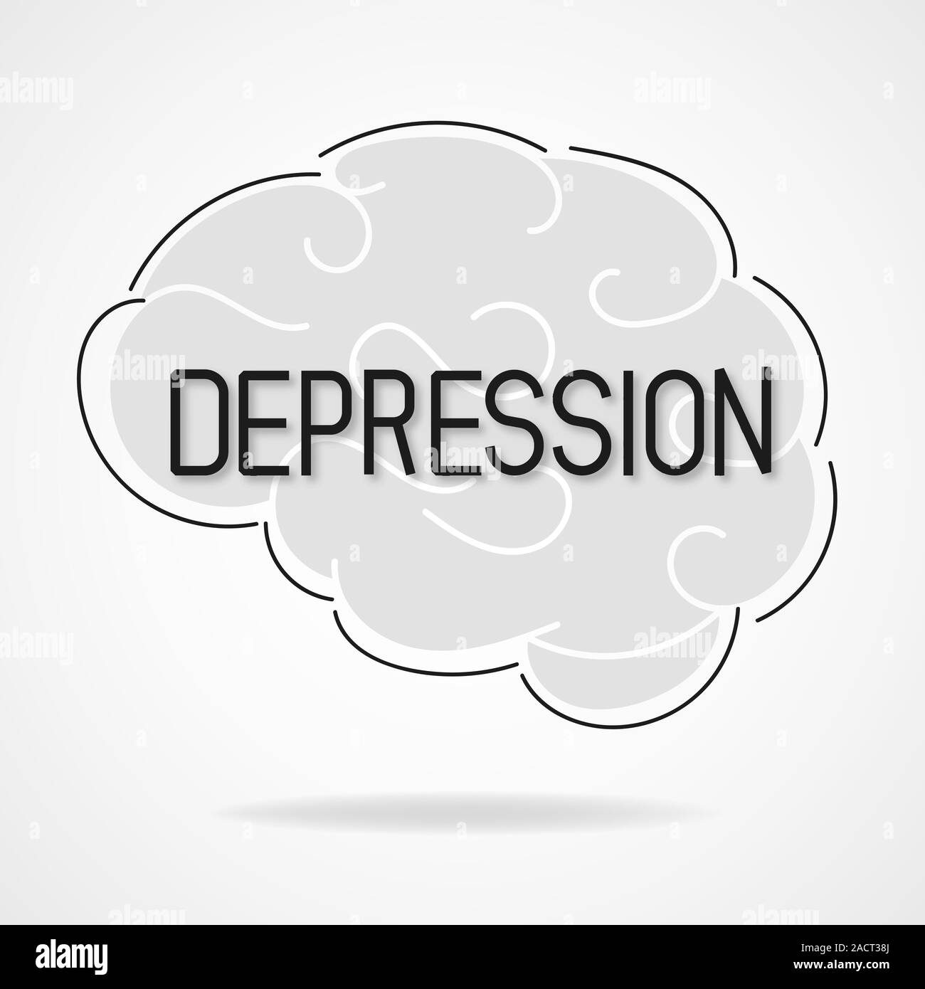 Vettore di stato depressivo della mente. La depressione e il concetto di frustrazione. Illustrazione monocromatica dedicata a problemi di salute mentale. Illustrazione Vettoriale