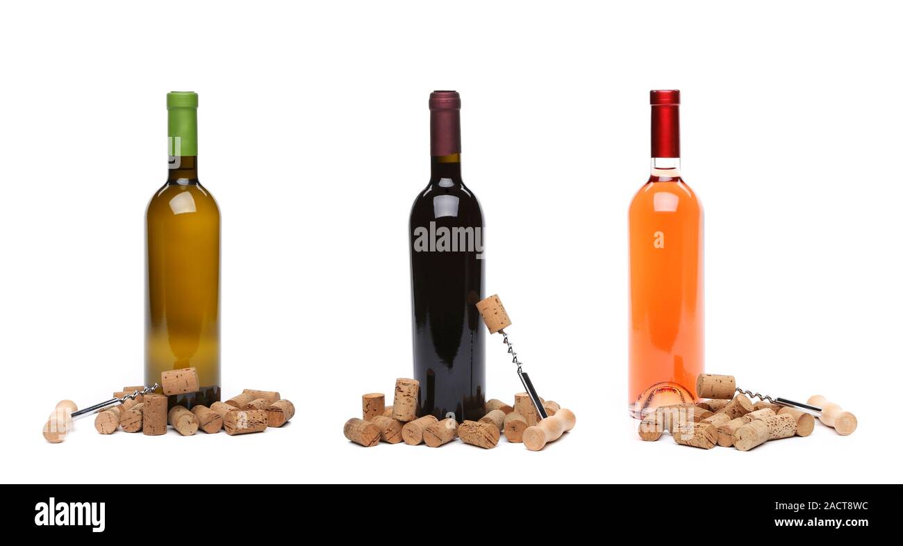 Collage tappi e cavatappi con bottiglia di vino Foto stock - Alamy