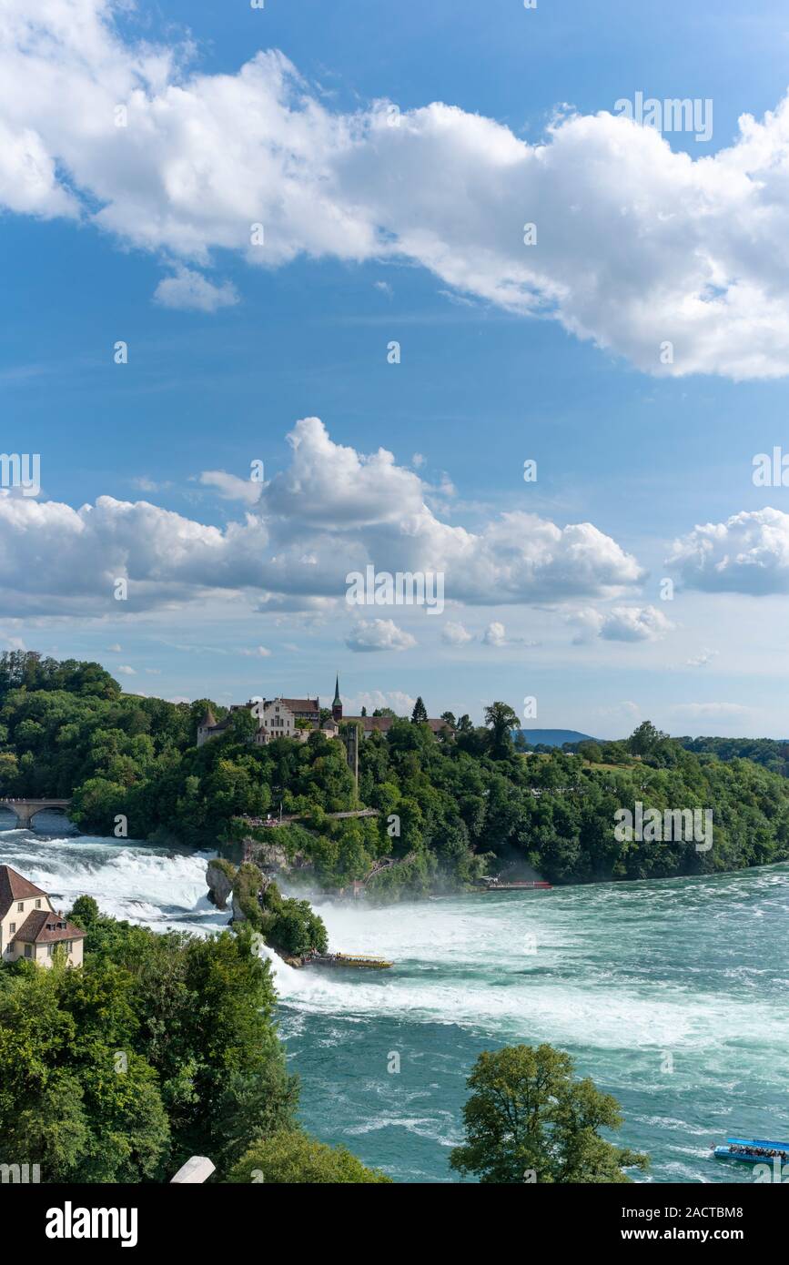 Cascate del Reno con Laufen Castello di Neuhausen am Rheinfall, Canton Sciaffusa, Svizzera, Europa Foto Stock