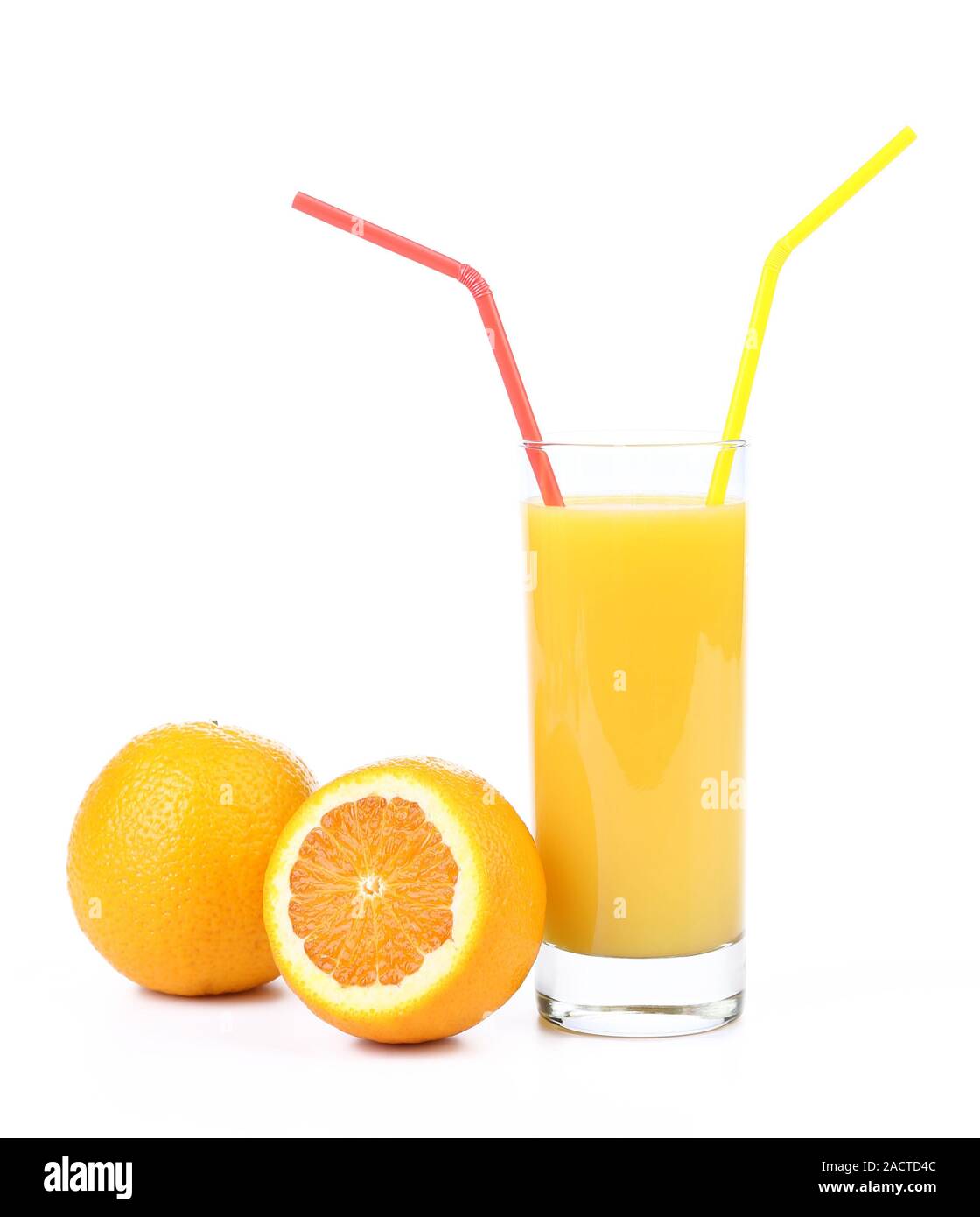 Arancione e il bicchiere di succo di frutta Foto Stock