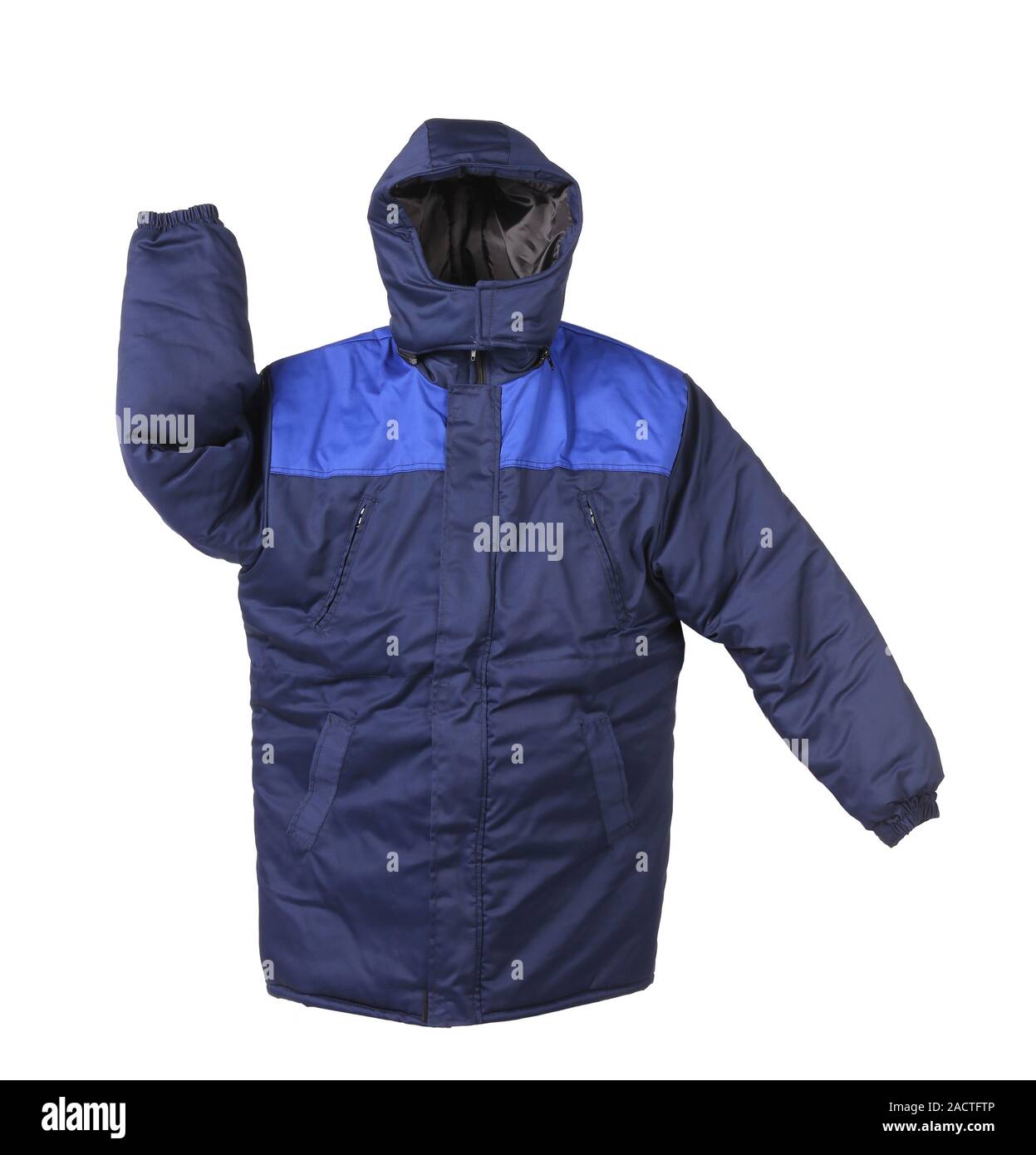 Lavoro cappotto invernale con cappuccio. Foto Stock