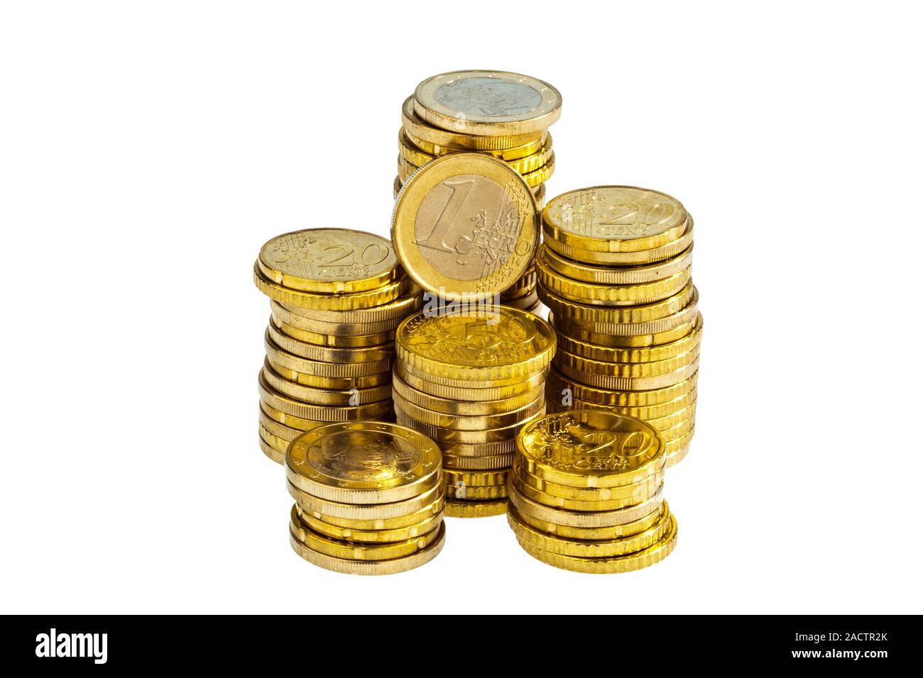 Pila con le monete in euro Foto Stock