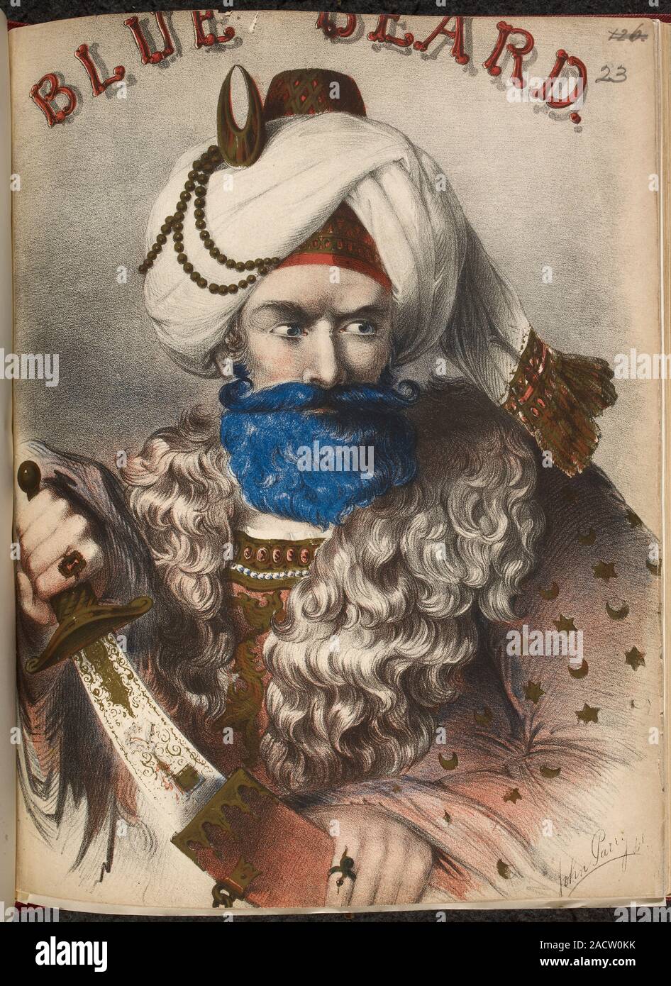 Ritratto di una barba blu, un disegno a colori. Barbablù un letterario  francese storia scritta da Charles Perrault. Il racconto narra la storia di  un nobile Foto stock - Alamy