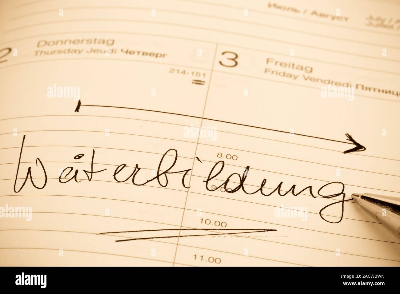 Entrata in calendario: Formazione continua Foto Stock