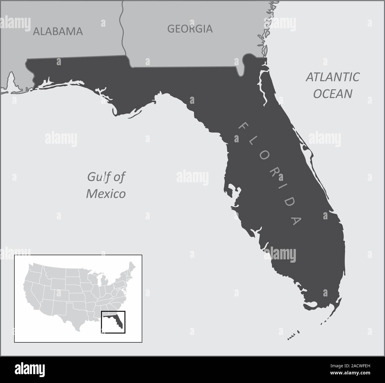 Florida regione mappa Illustrazione Vettoriale