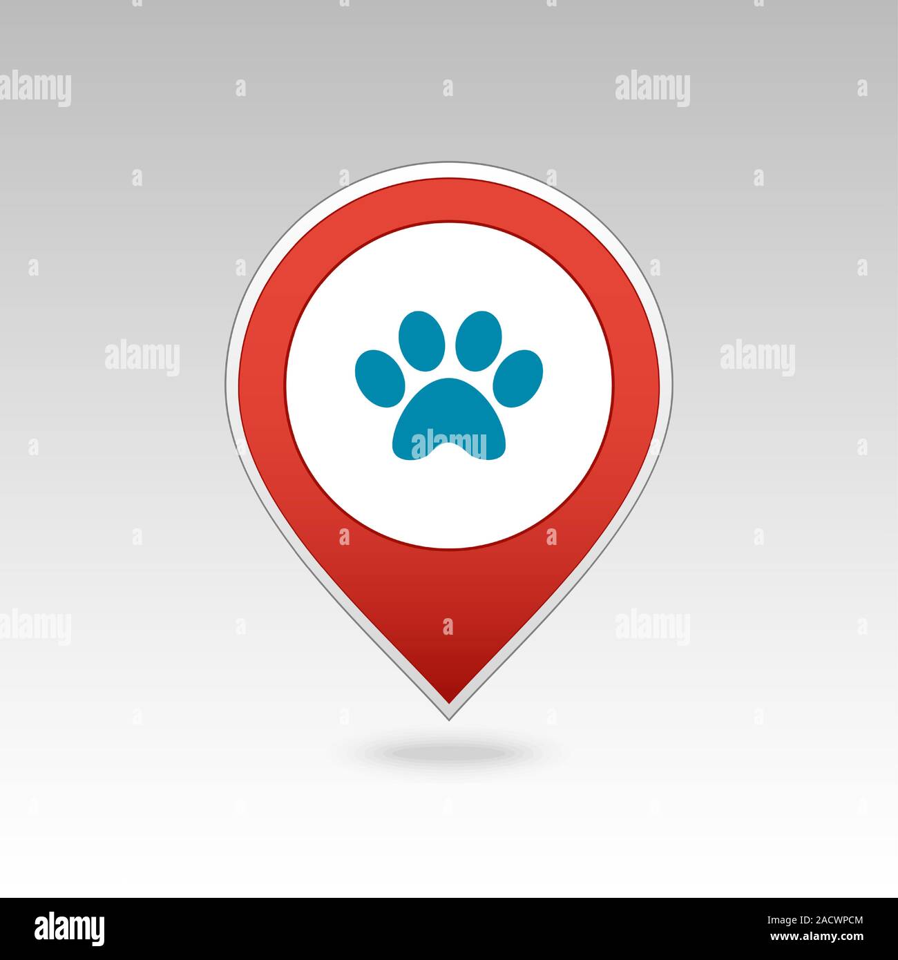 Zampa del cane pin icona della mappa. Puntatore Mappa. I marcatori mappa. Destinazione icona vettore. Posizione GPS simbolo. Perni di mappatura icona 10 EPS file vettoriale ha trasparenza Illustrazione Vettoriale