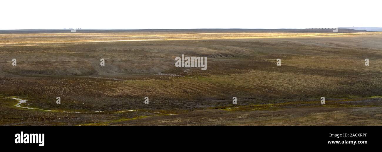 Rare shot: territorio prova su campo per le bombe nucleari Novaya Zemlya, Russia Foto Stock