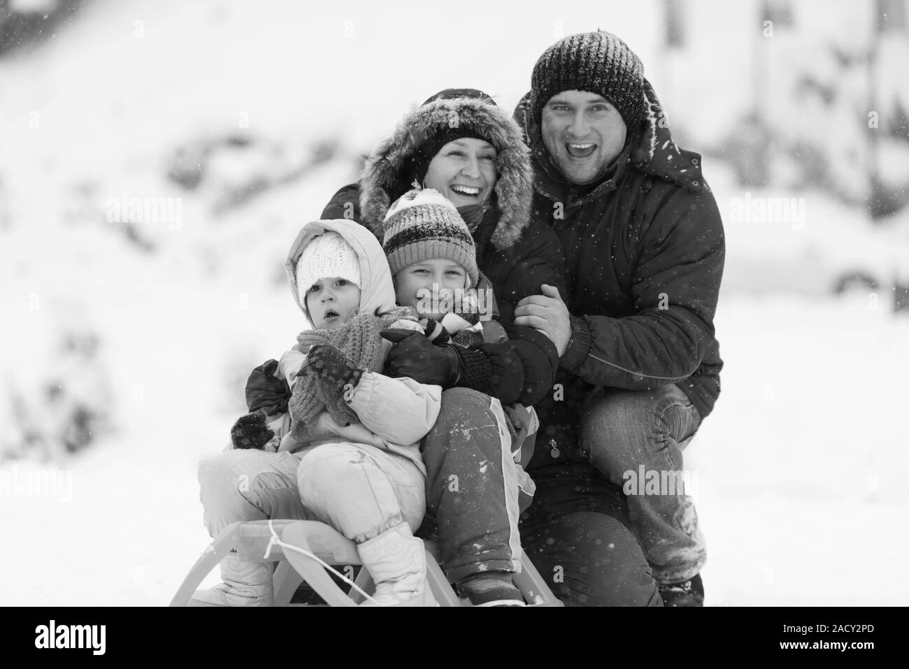 Ritratto di famiglia per le vacanze invernali Foto Stock