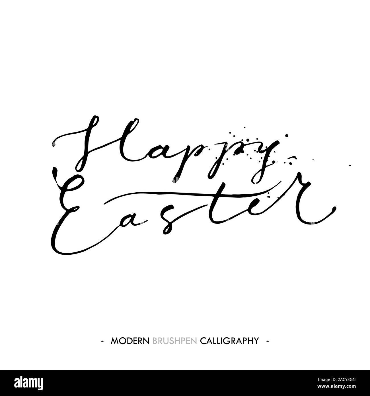 Felice Pasqua scritte scrivere con la penna a spazzola Foto Stock
