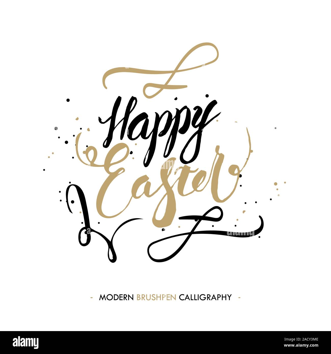 Felice Pasqua calligraphy scrivere con la penna a spazzola Foto Stock