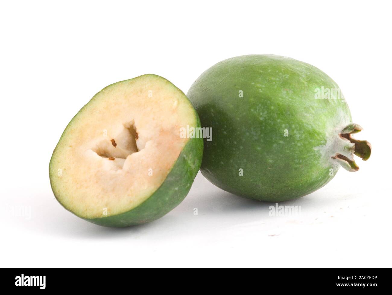 Feijoa isolati su sfondo bianco Foto Stock