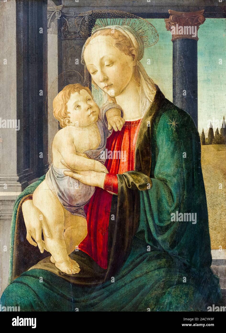 Sandro Botticelli, la Madonna e il Bambino, pittura, circa 1470 Foto Stock