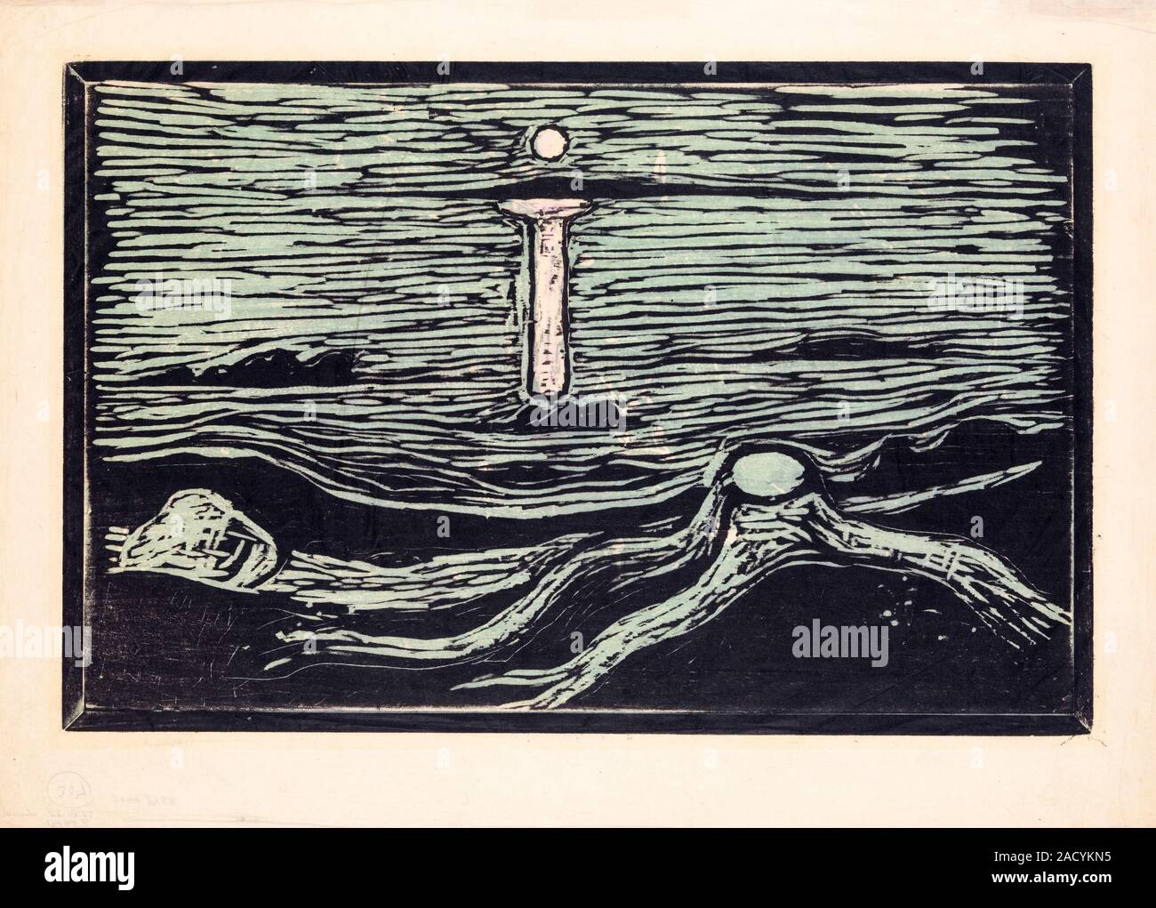 Edvard Munch, mistico Shore, xilografia stampa, 1897 Foto Stock