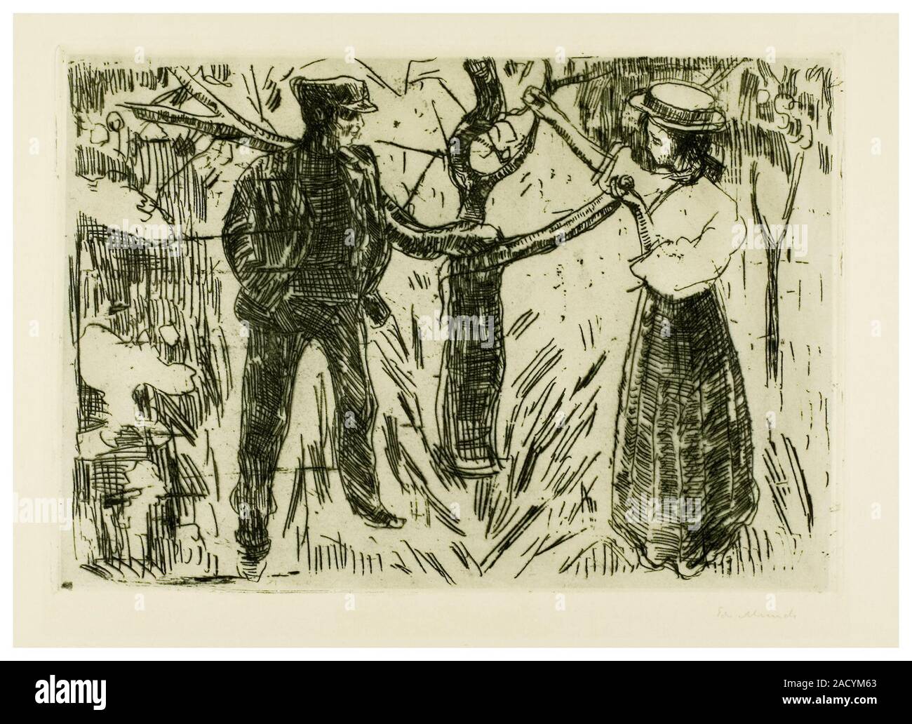 Edvard Munch, Adamo ed Eva, stampa 1915 Foto Stock