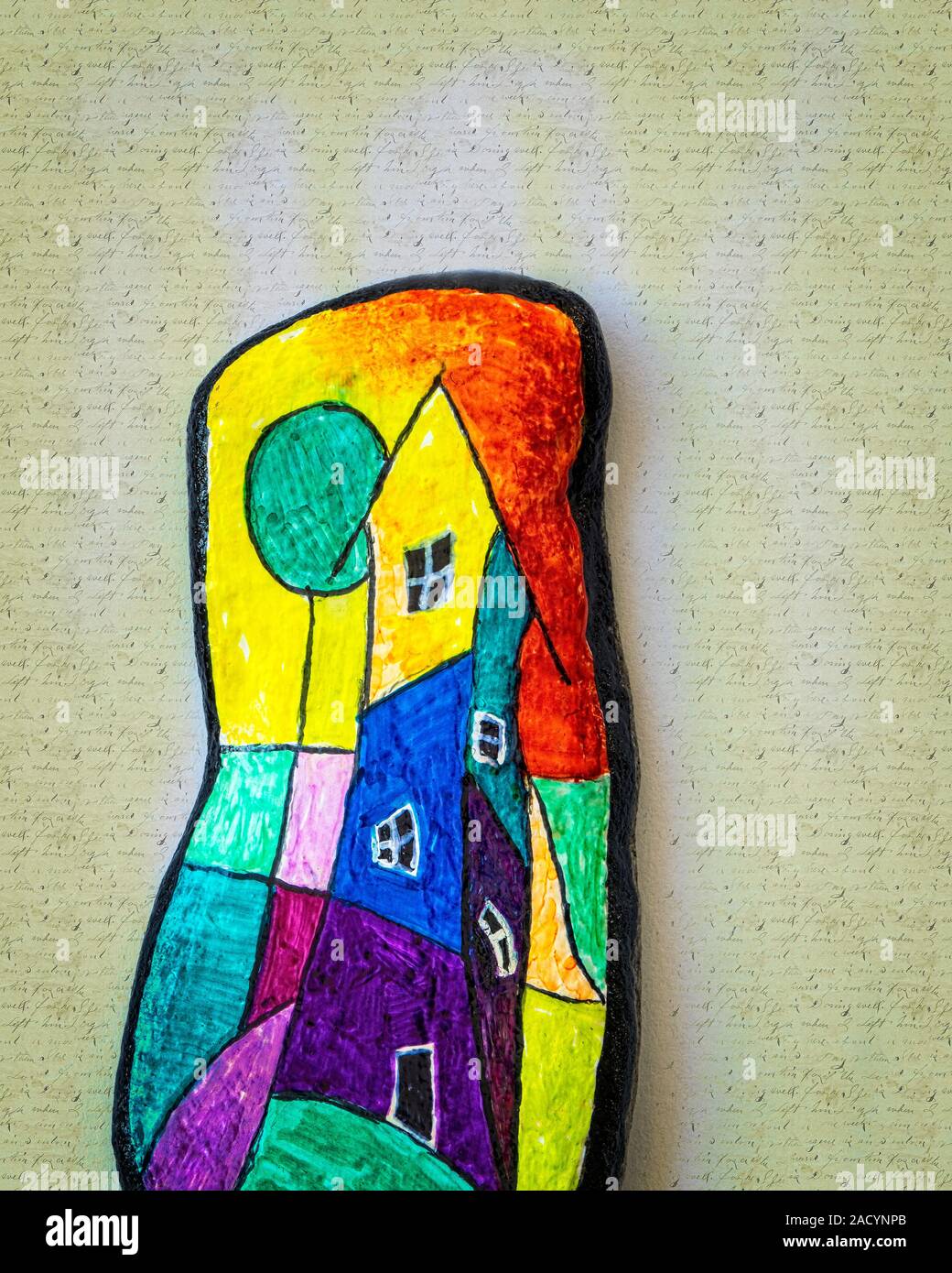 Arte moderna: Benvenuti nella vostra nuova casa (Arte di ghiaia da Ruth Nagele-Dawson) Foto Stock