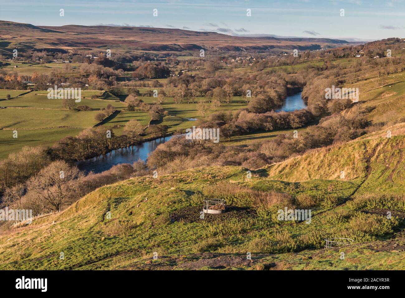 Teesdale dal fischio roccioso nel tardo autunno Foto Stock