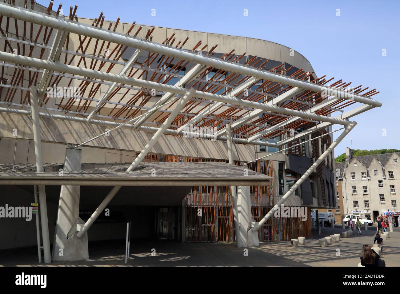 Edinburgh, Scottish nuovo Parlamento, facciata ingresso 07.06.2016 Foto Stock