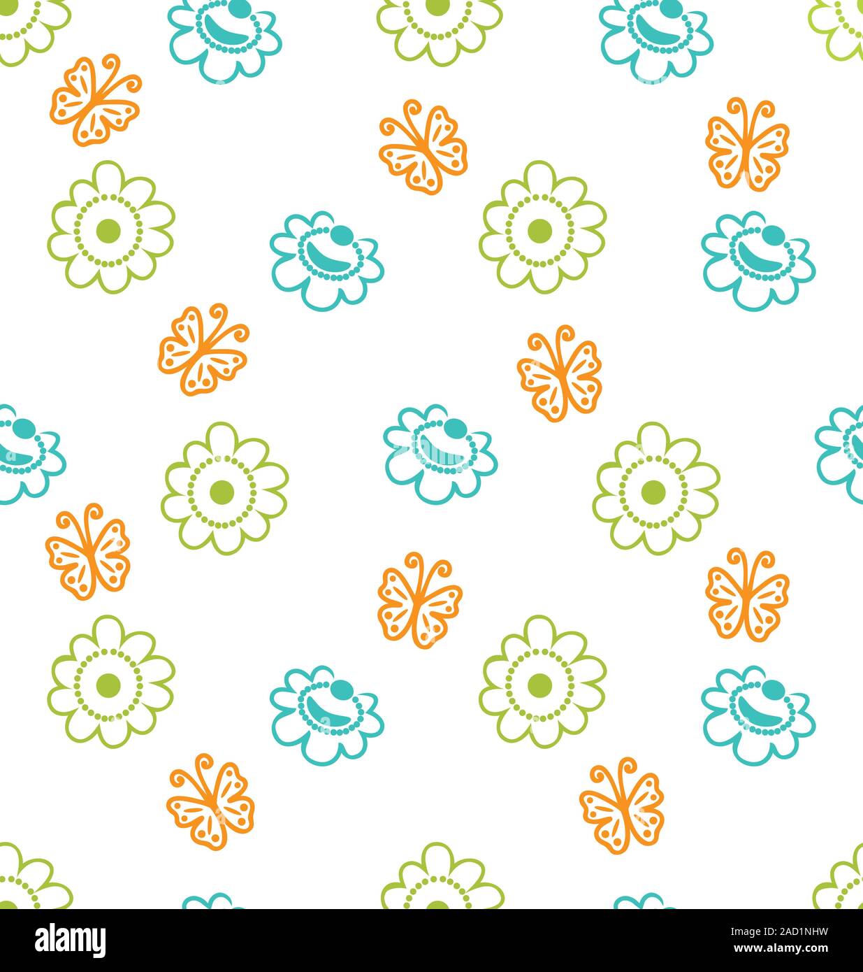 Seamless Texture con fiori e farfalle, Eleganza Pattern Foto Stock