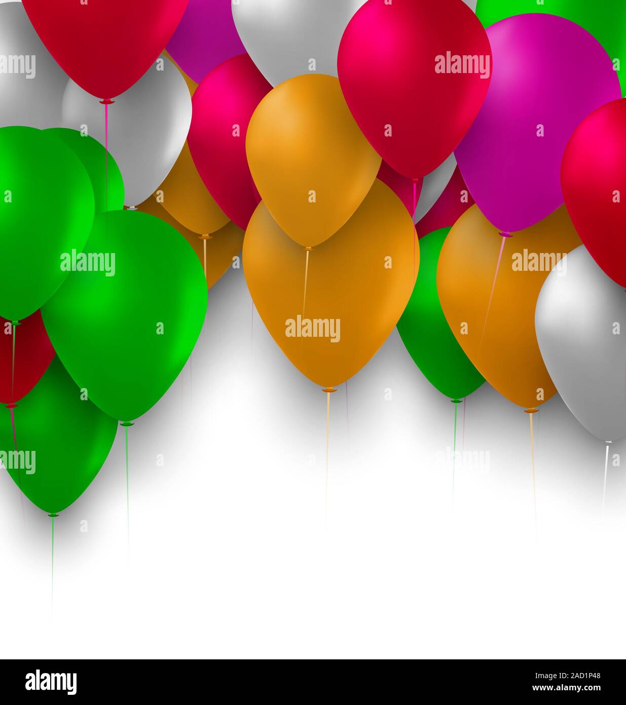Sfondo di compleanno con palloncini colorati per la tua festa Foto Stock