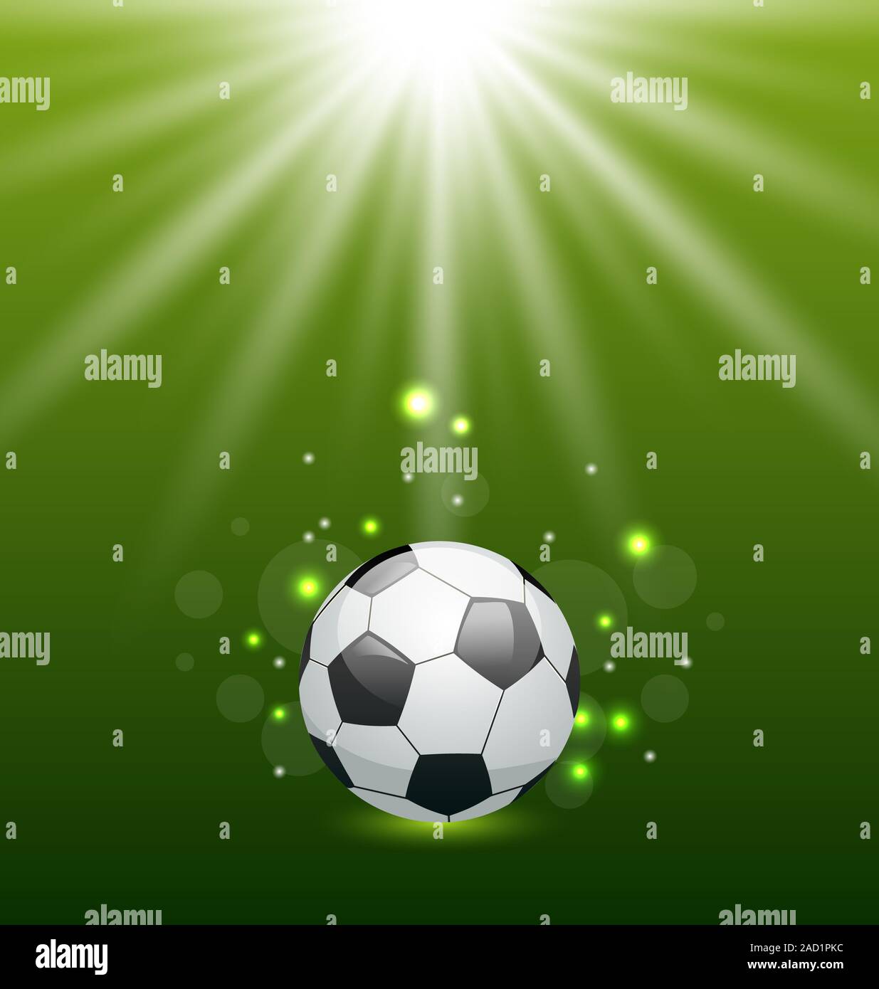 Sfondo di calcio con la sfera e effetto di luce Foto Stock