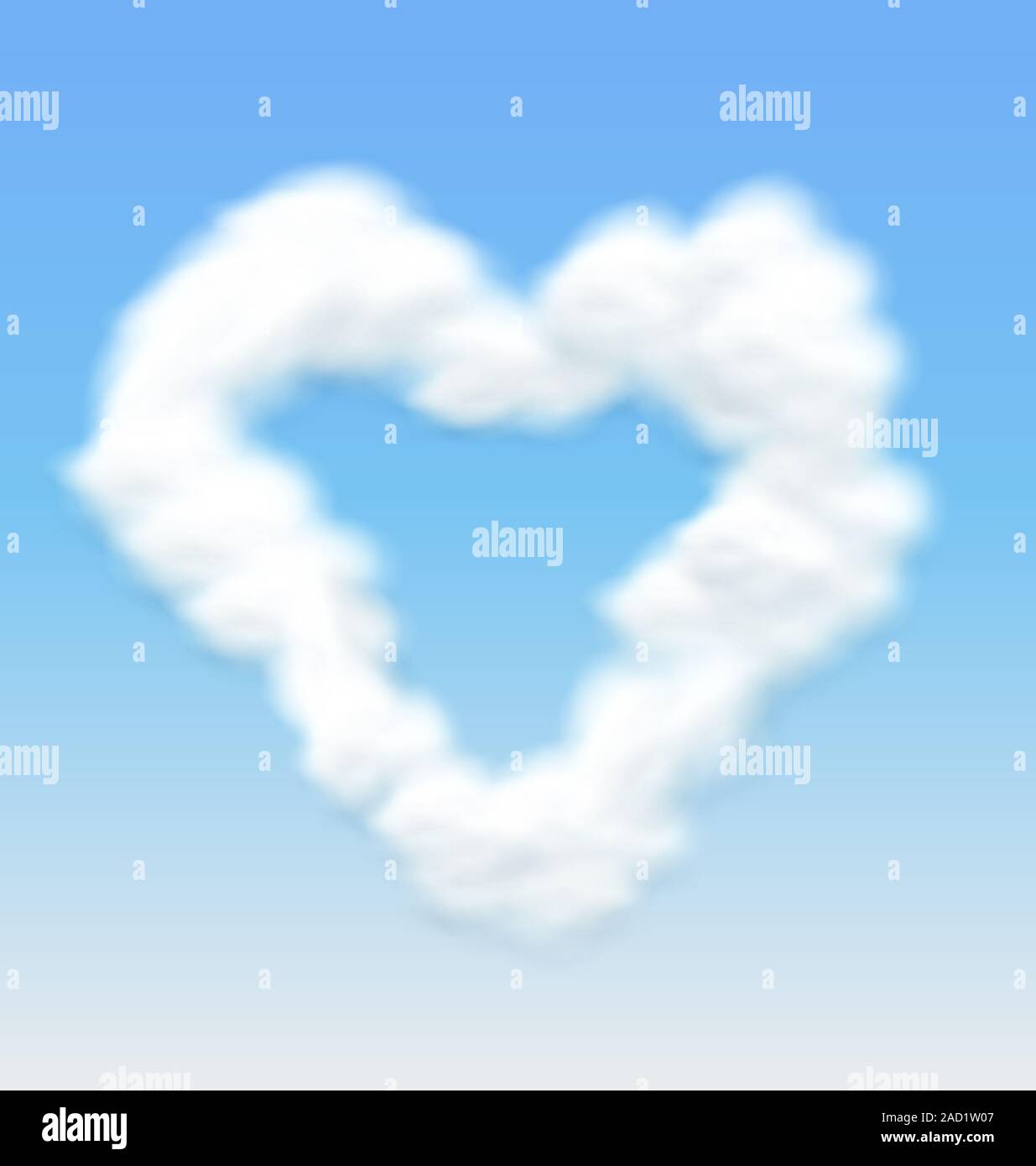 Immagine realistica del cuore a forma di nuvola in cielo blu. Foto Stock