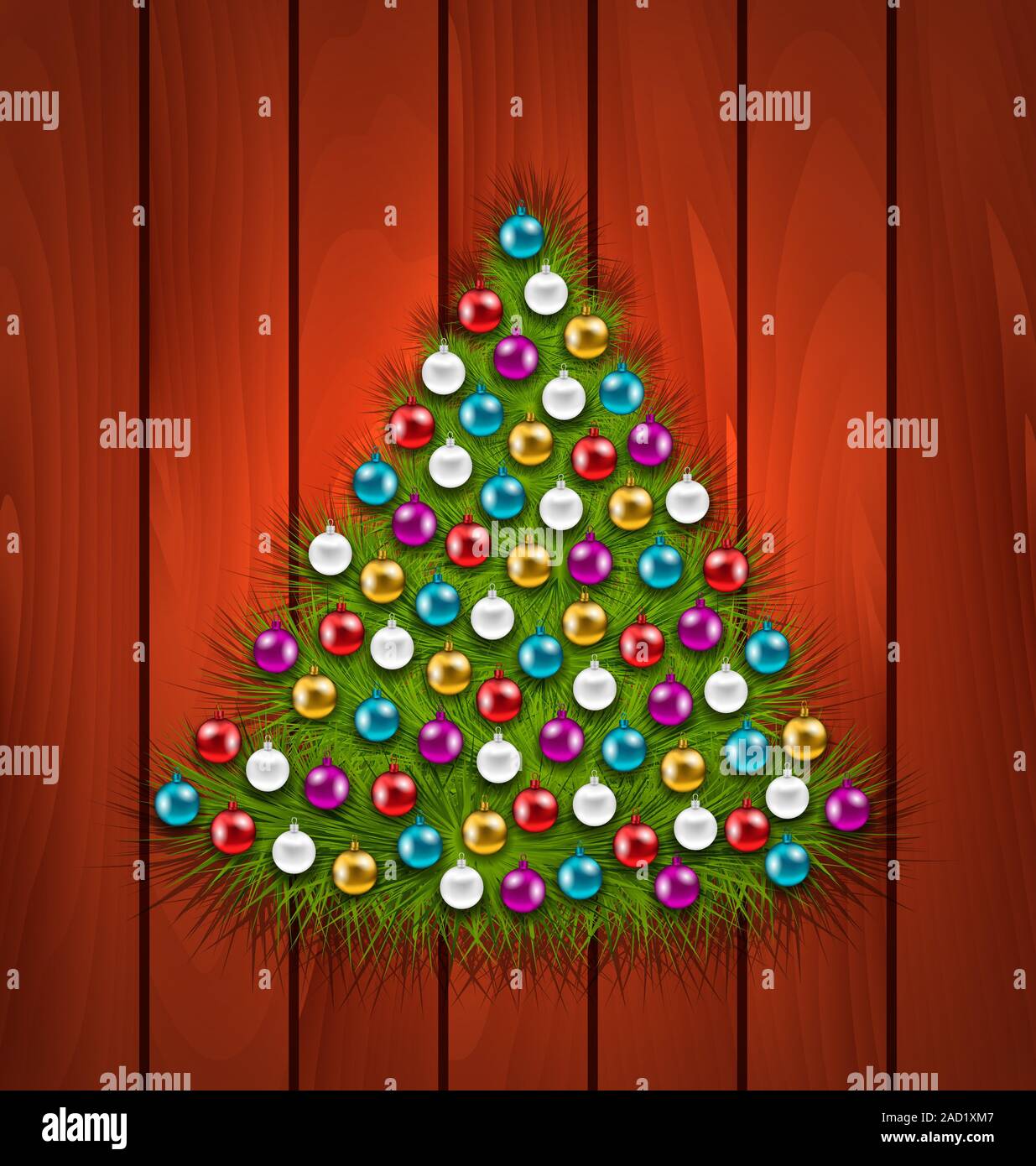 Albero di Natale decorato le sfere colorate Foto Stock