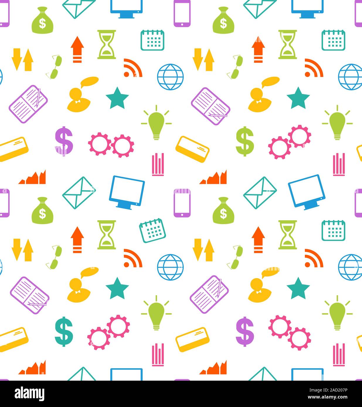 Senza soluzione di continuità con il modello di business e le icone finanziario Foto Stock