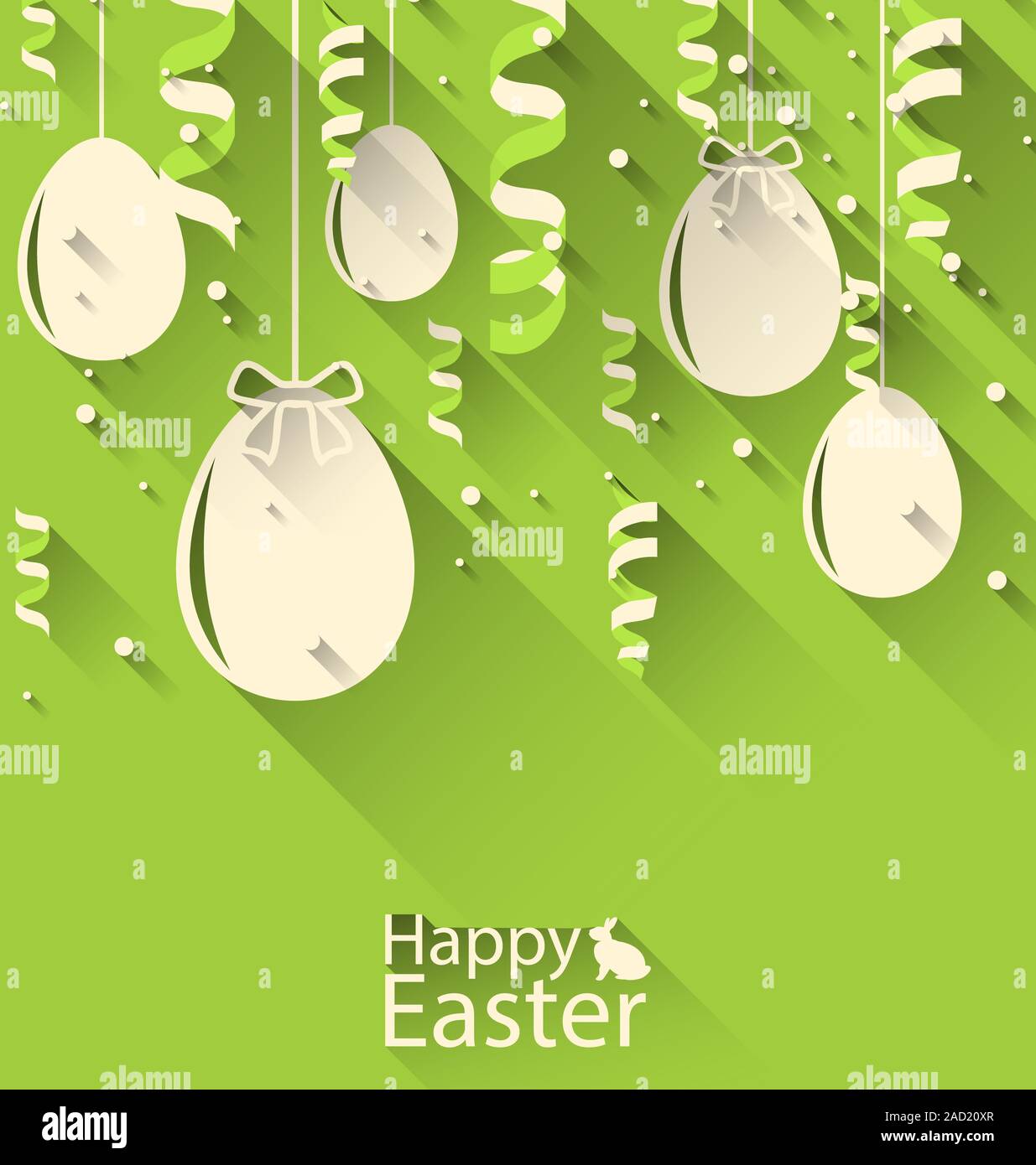 Felice Pasqua sfondo verde con uova e serpentino Foto Stock