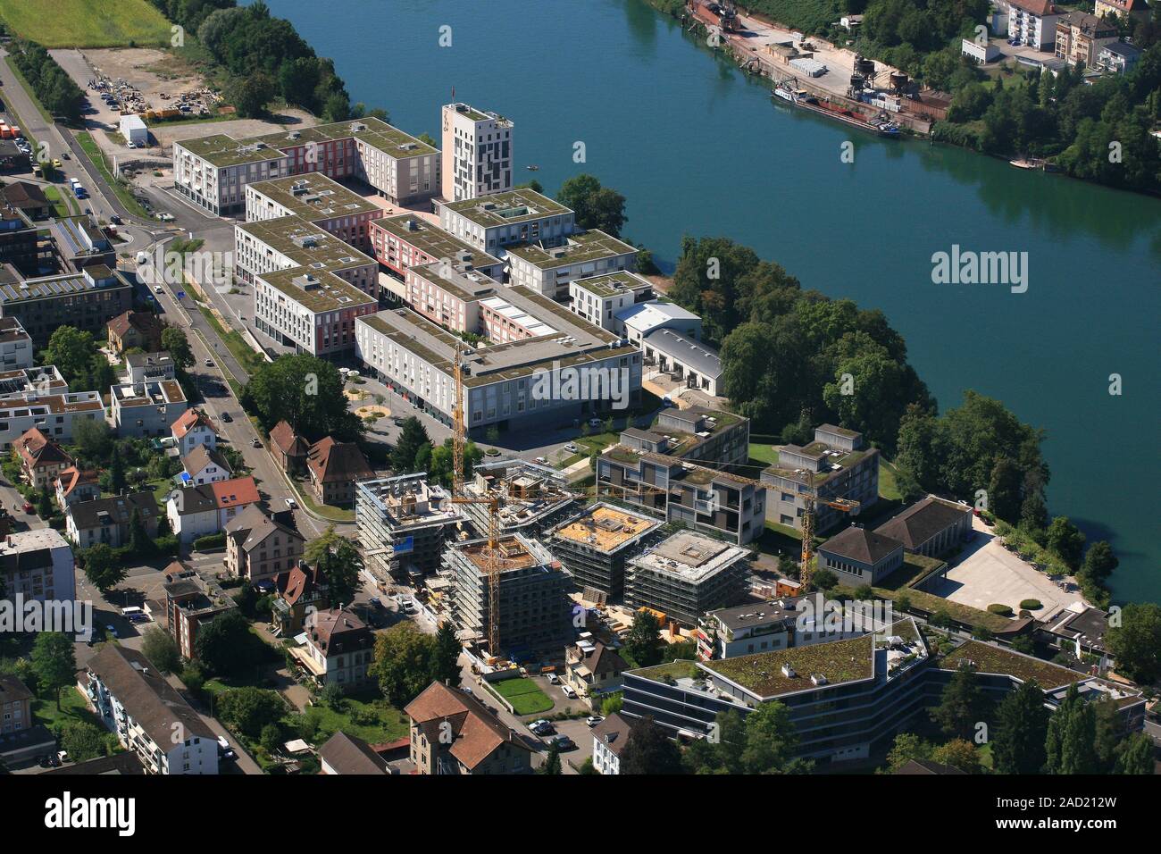 Nuova area di sviluppo Salmenpark am Rhein a Rheinfelden, Svizzera Foto Stock
