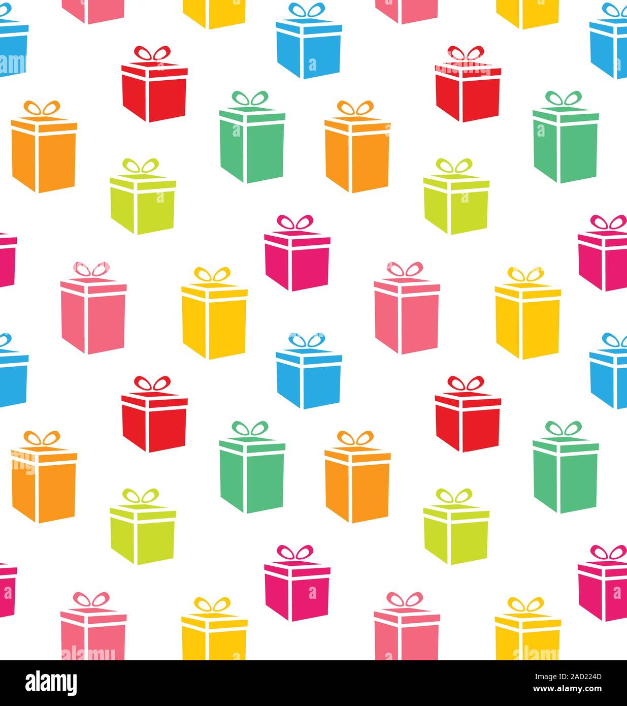 Modello senza soluzione di continuità di colorati semplici scatole regalo Foto Stock