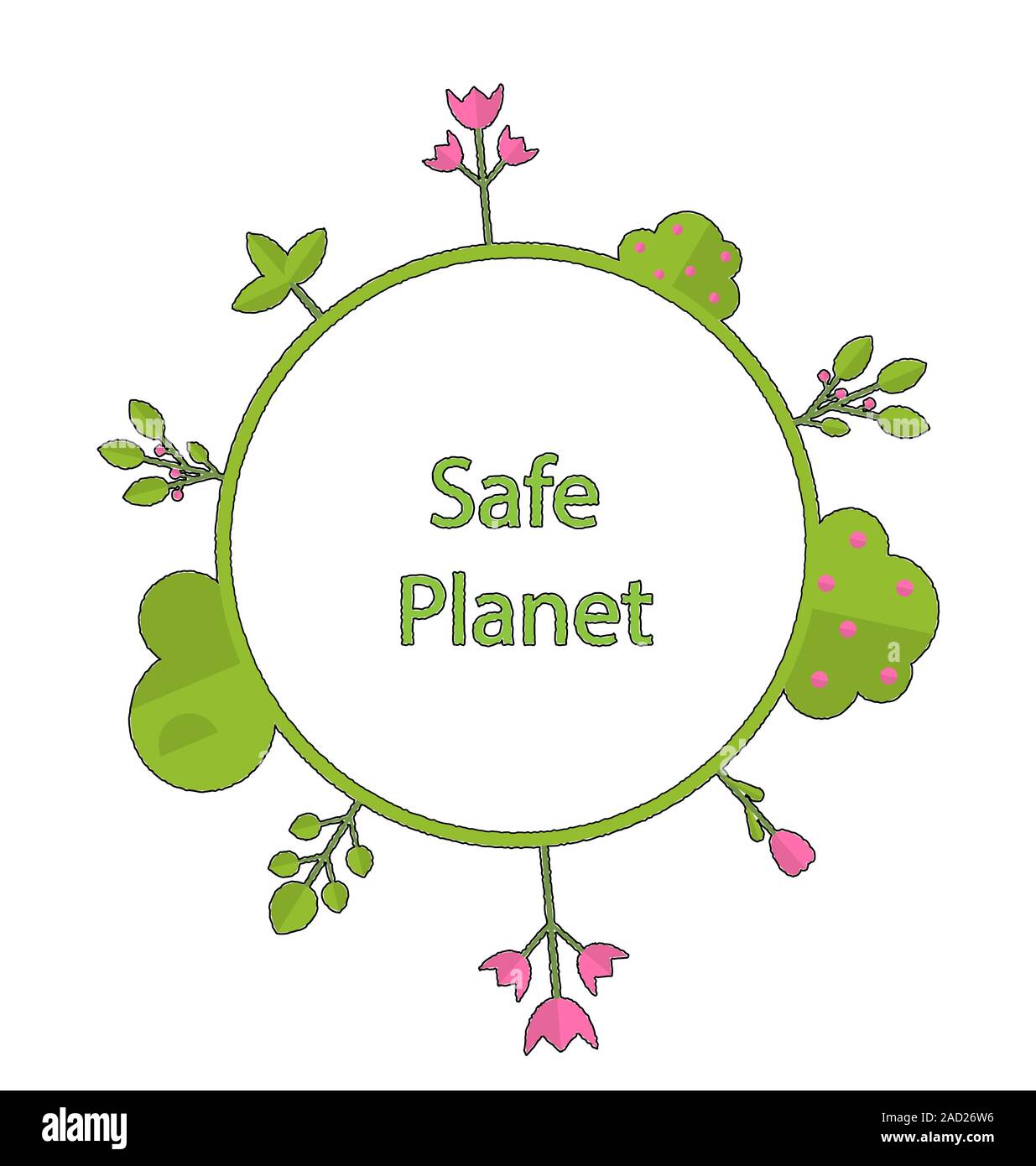 Telaio formano cerchio terra verde fiore pianta grido pianeta sicuro Foto Stock