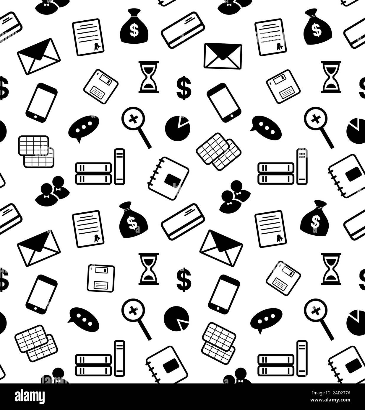 Seamless Texture con affari finanziari e icone Foto Stock