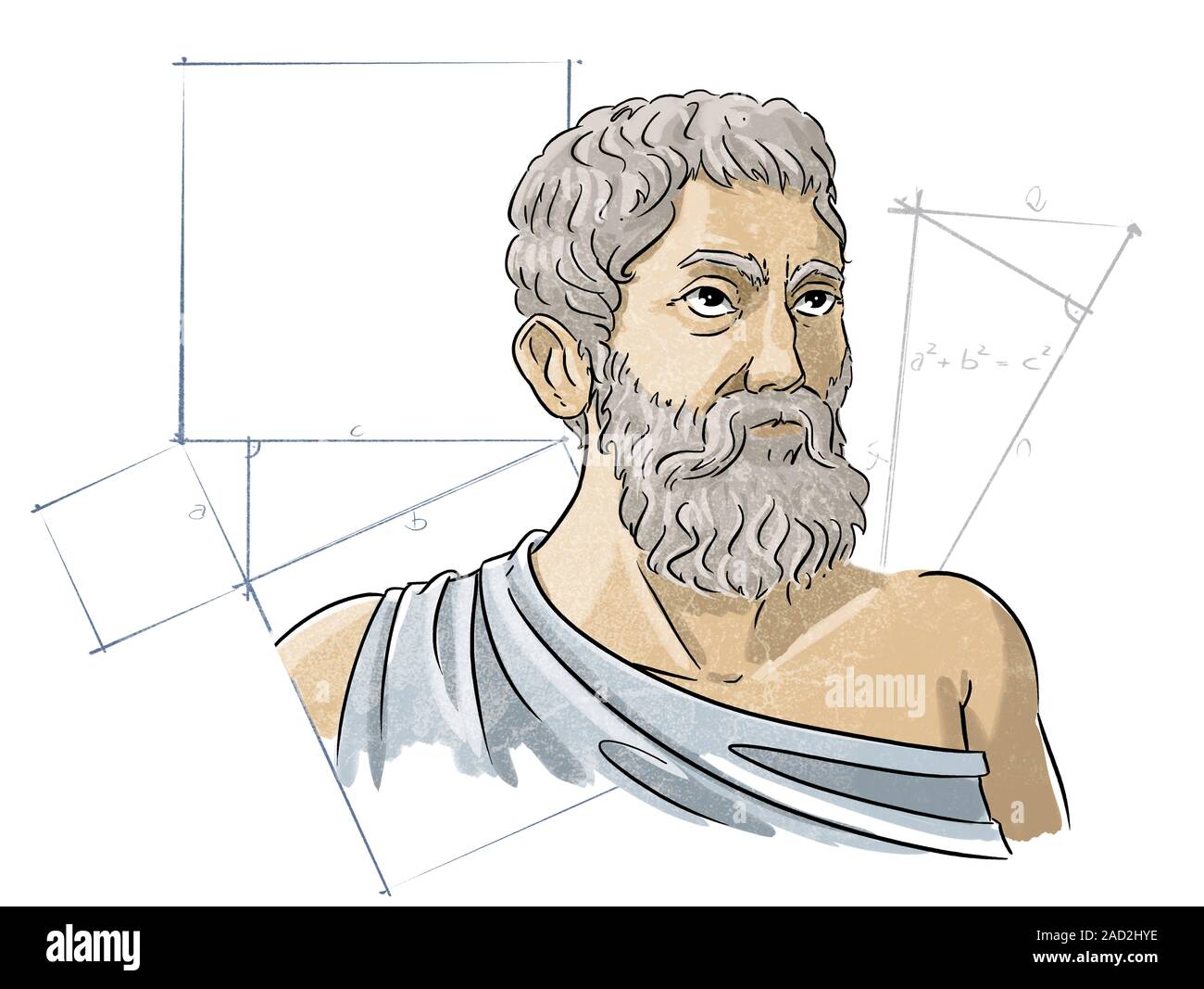 Filosofo E Matematico Greco Influenzato Dai Pitagorici Pitagora (c.580-500 BC). Illustrazione del greco antico matematico e